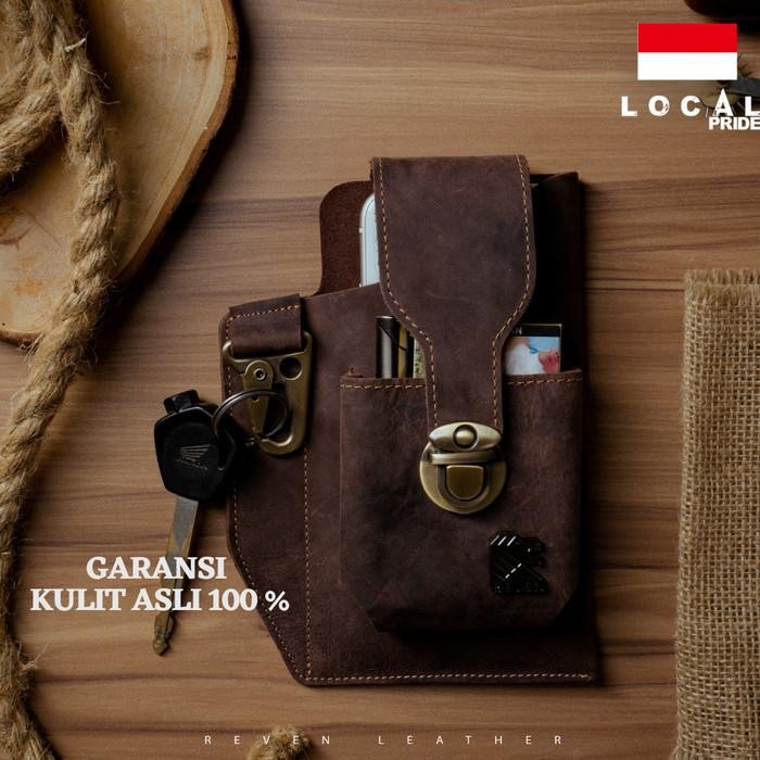 Tas HP Pria Pinggang Branded Kulit Asli Phone Bag Pria Kulit Ori Reven Pentador Original Premium