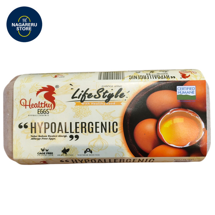 

Healthy eggs vegetarian based feed box hypoallergenic (telur bebas reaksi alergi) isi 10 butir