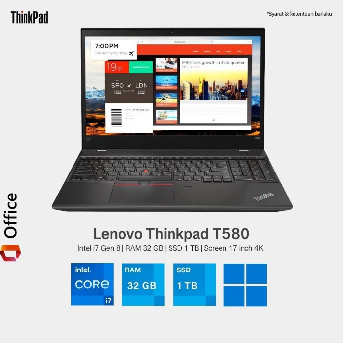 Laptop Lenovo Thinkpad T580 i7 GEN 8 RAM 16GB/1TB SSD