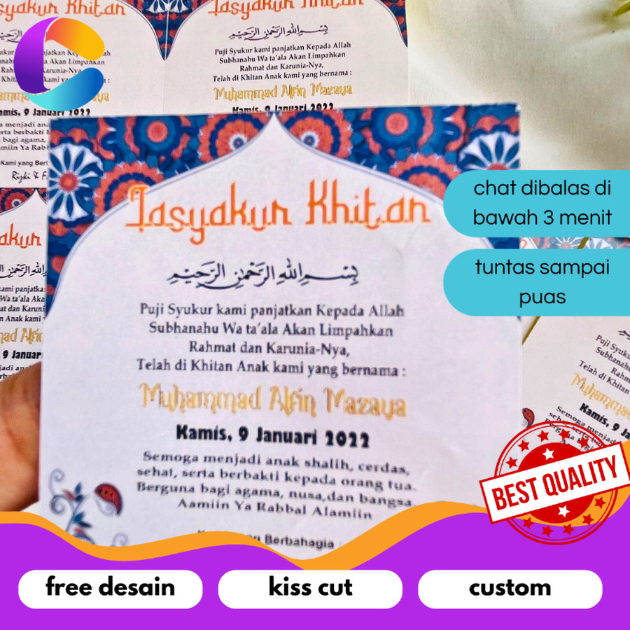 

Cetak INC 2-6 STIKER TASYAKURAN KHITAN / SYUKURAN KHITAN / WALIMATUL KHITAN STICKER BAHAN CHROMO