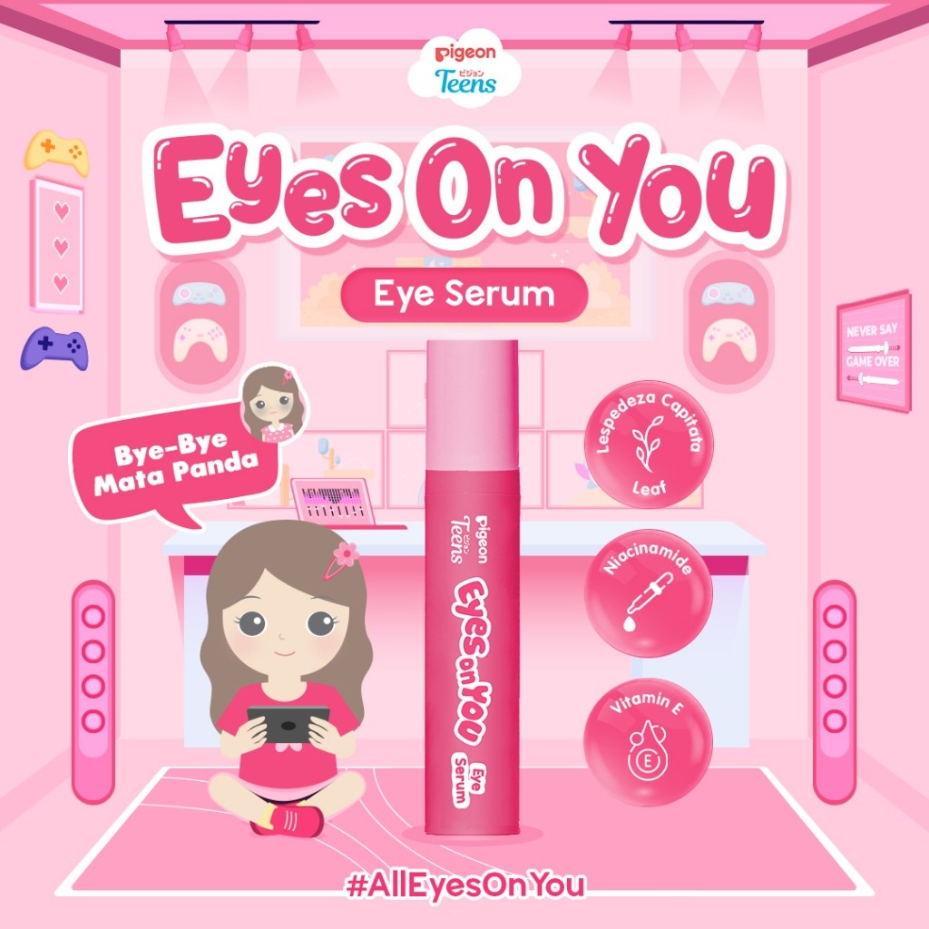 Pigeon Teens Eyes On You Eye Serum|Skincare remaja|Solusi mata panda & kantung mata|Perawatan mata