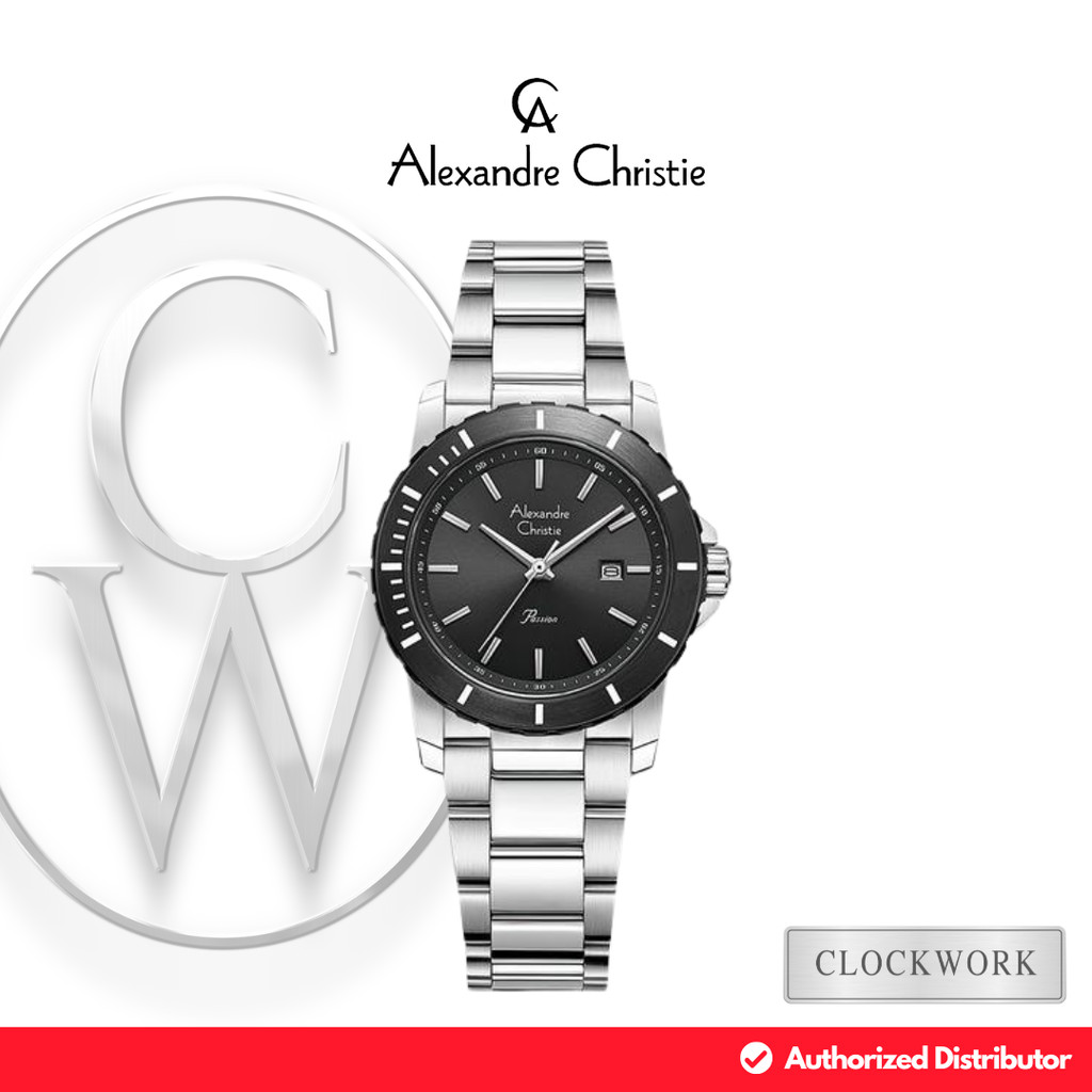 Jam Tangan Wanita Alexandre Christie AC 6141 LDBTBBA Rantai Sporty Simple Silver dial Hitam