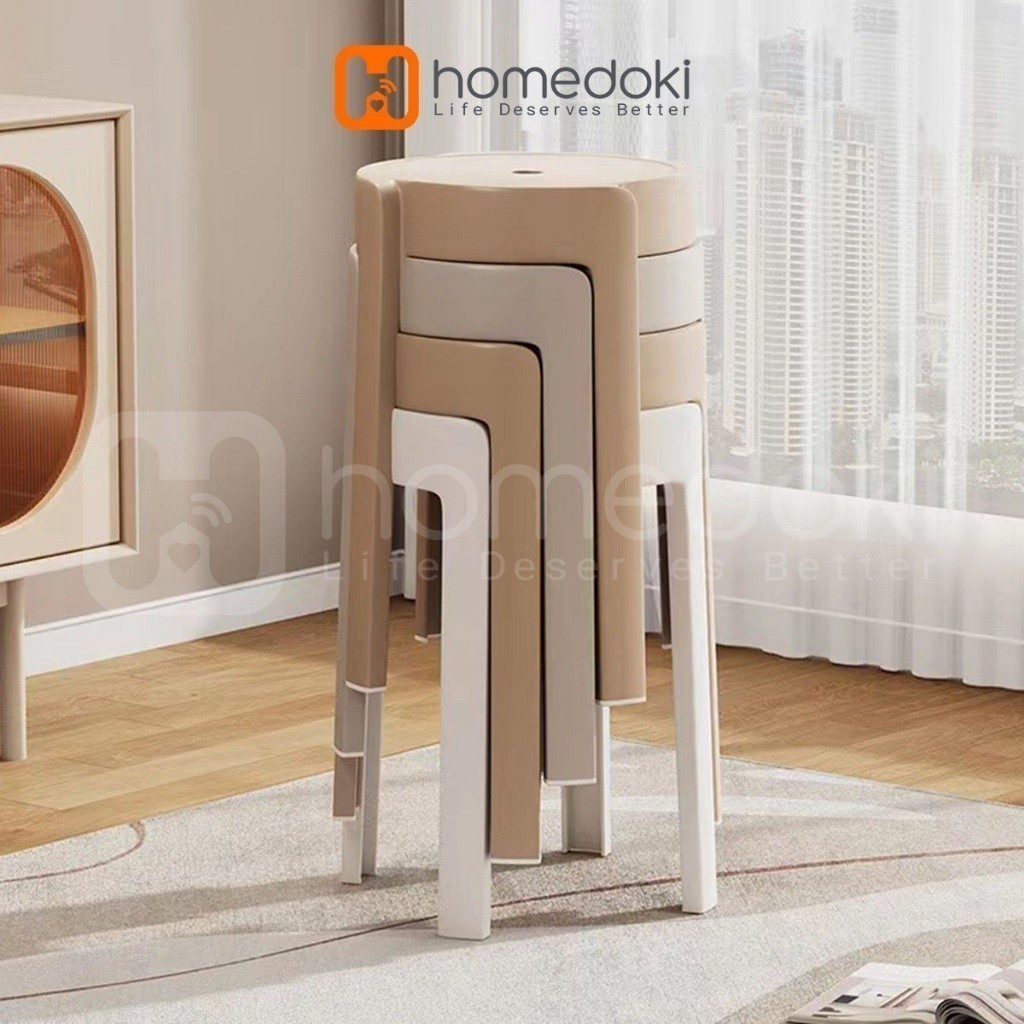 Homedoki  Kursi Makan / Kursi Plastik / Kursi Bulat Minimalis / Kursi Makan Minimalis