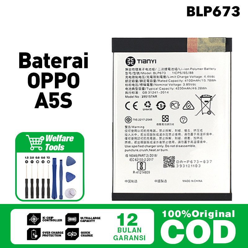 Original Phone Baterai OPPO A5s Battery For OPPO BLP673 Baterai Hp Safe Durable Fast Charging Batre 