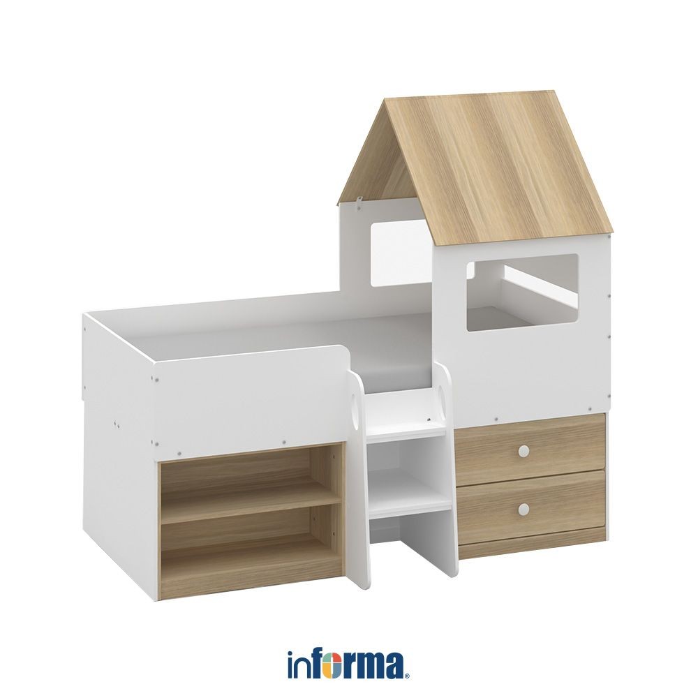 Informa Stanley Mid Set Tempat Tidur Anak Scandinavian - Cokelat/Putih Bed Kids Ranjang Kasur Perabo