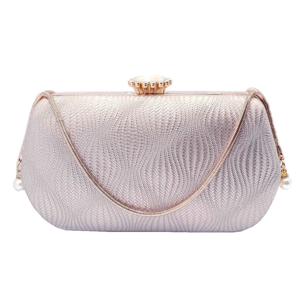 Tas Pesta Wanita 23028-4 Mewah Premium Warna Gold, Champ, Silver, Grey