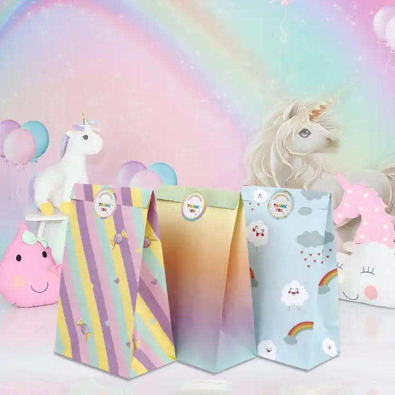 

3 design mix rainbow theme kids birthday wedding theme candy gift paper bag