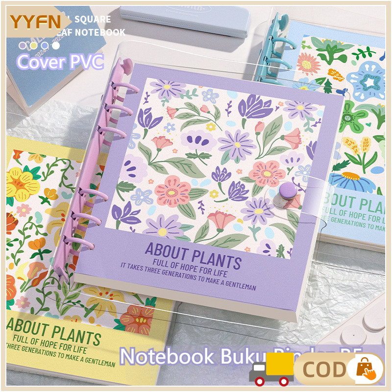 

【Ready】Notebook Buku Binder B5 /Tulis Sekolah Lucu Buku Catatan Aesthetic/ Notebook Binder Ringkas /Binder Notebook 360° /Cover PVC Kotak Transparan Motif Bunga Estetik