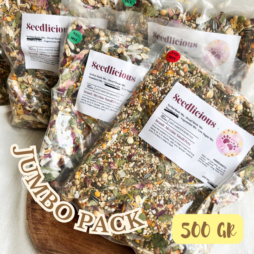 Seedlicious 500gr JUMBO PACK SYRIAN MIX/ DWARF MIX/ STANDARD MIX/ VEGETARIAN MIX/ LOW SUGAR