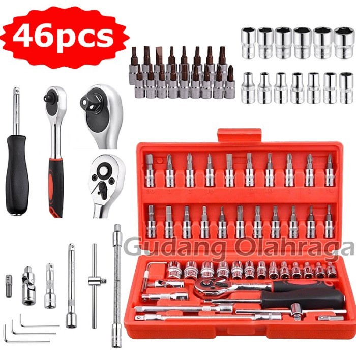 

Kunci Sok Pas 46 Pcs Lengkap Set Tool Kit Sock Ring L Motor Sepeda DLL
