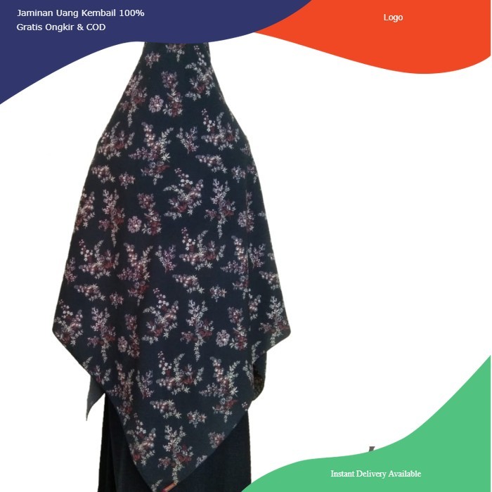 GAFIE hijab segiempat motif wolfis syari jumbo uk 150x150 - navy, 150x150 TERLARIS