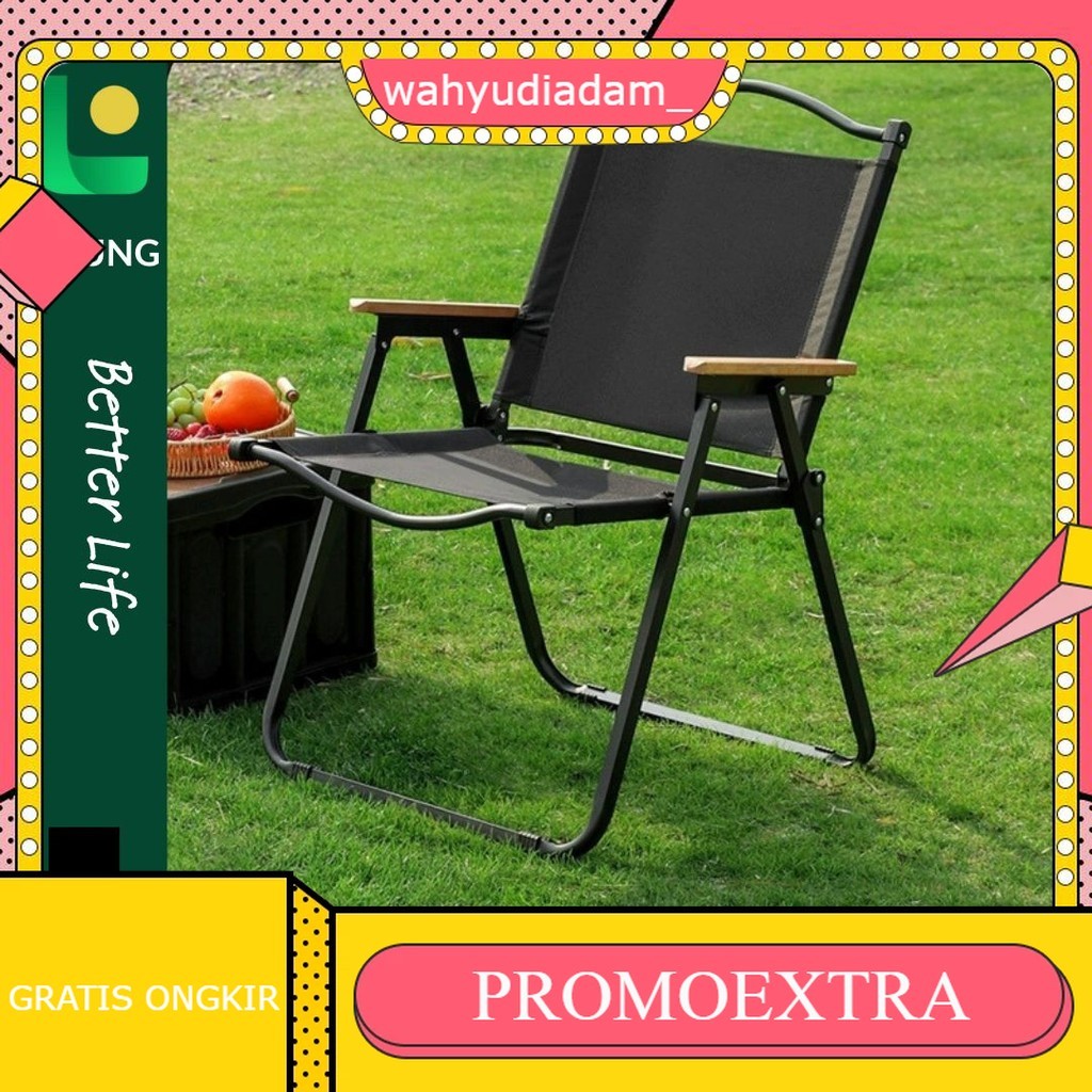 Kursi Lipat Dengan Gagang Kayu Kursi Camping Kermit Kursi Pantai Lipat Beban 150kg