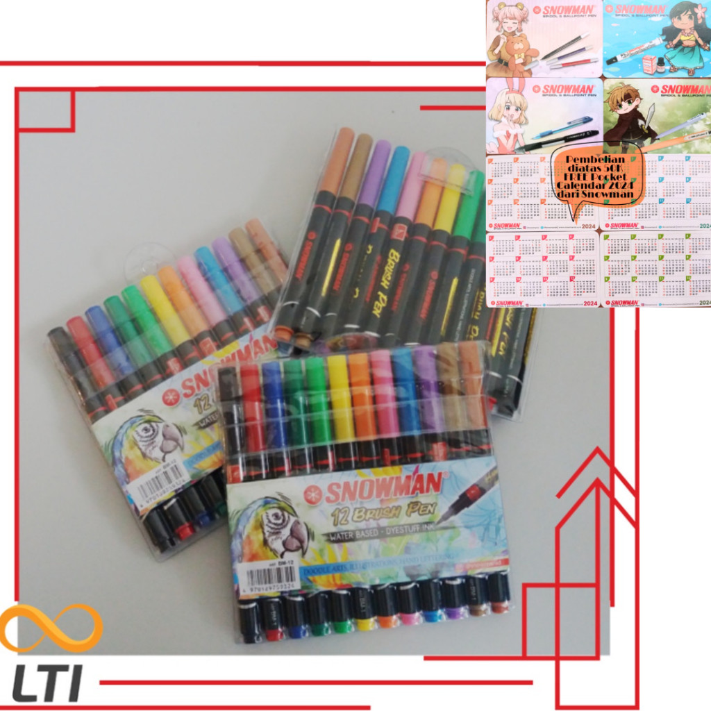 Snowman Brush Pen  Isi 12 Warna Brushpen BM - 12 - HEMAT