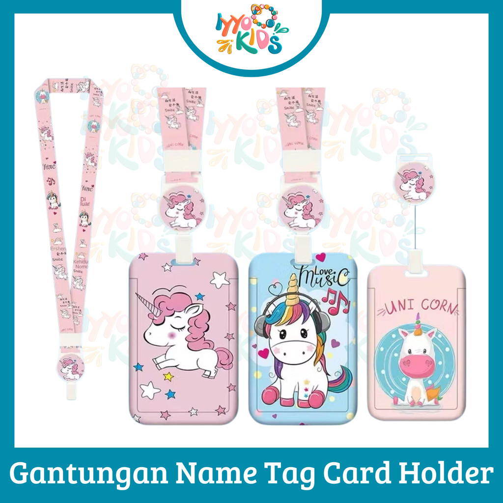

IYYO KIDS | AA14 Kartun Unicorn Gantungan Name Tag ID Card Holder / Gantungan Kartu Nama / Tali ID Card / Tempat Kartu ID Card Holder Gantung Leher Name Tag Ujian Anak Sekolah Kuromi Sanrio
