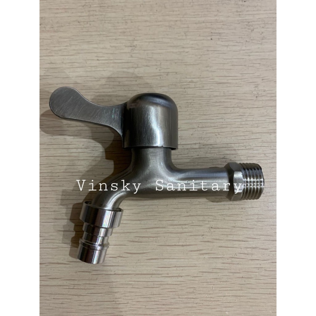 kran keran air tembok taman engkol stainless SKL