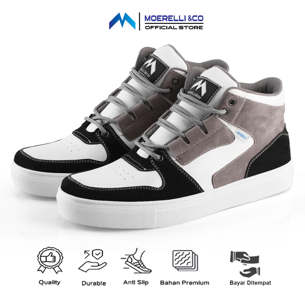 PROMOMOERELLI &CO | CUCI GUDANG Sepatu Sneakers Pria Hitam Putih Abu Sepatu Versi Jordan Boot Outdoo