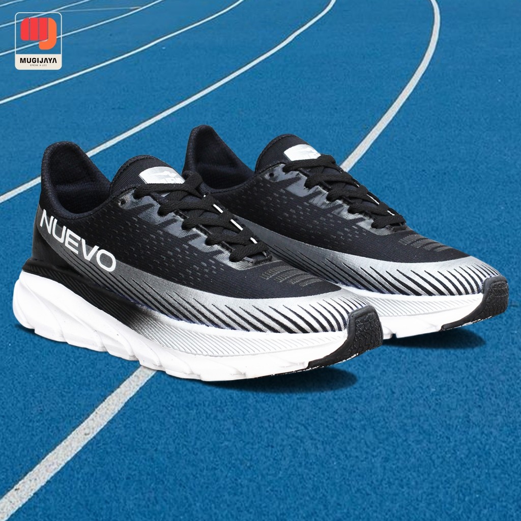 SEPATU OLAHRAGA PRIA NUEVO DEXTER HITAM SILVER JOGGING GYM LARI