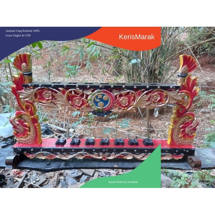 rak keris jagrak keris dua naga sunggingan emas lambang keraton KHS11