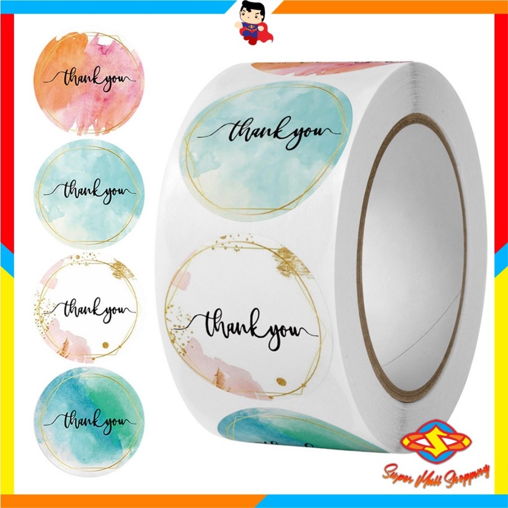 

SMS Sticker Thank You Roll Isi 500 Pcs Stiker Terima Kasih Warna Self Adhesive Seal Label Roll Sticker Thank You 2Cm Tempelan Ucapan Terimakasih Bulat 500pcs Segel Order Packing Motif Bunga Love Serbaguna