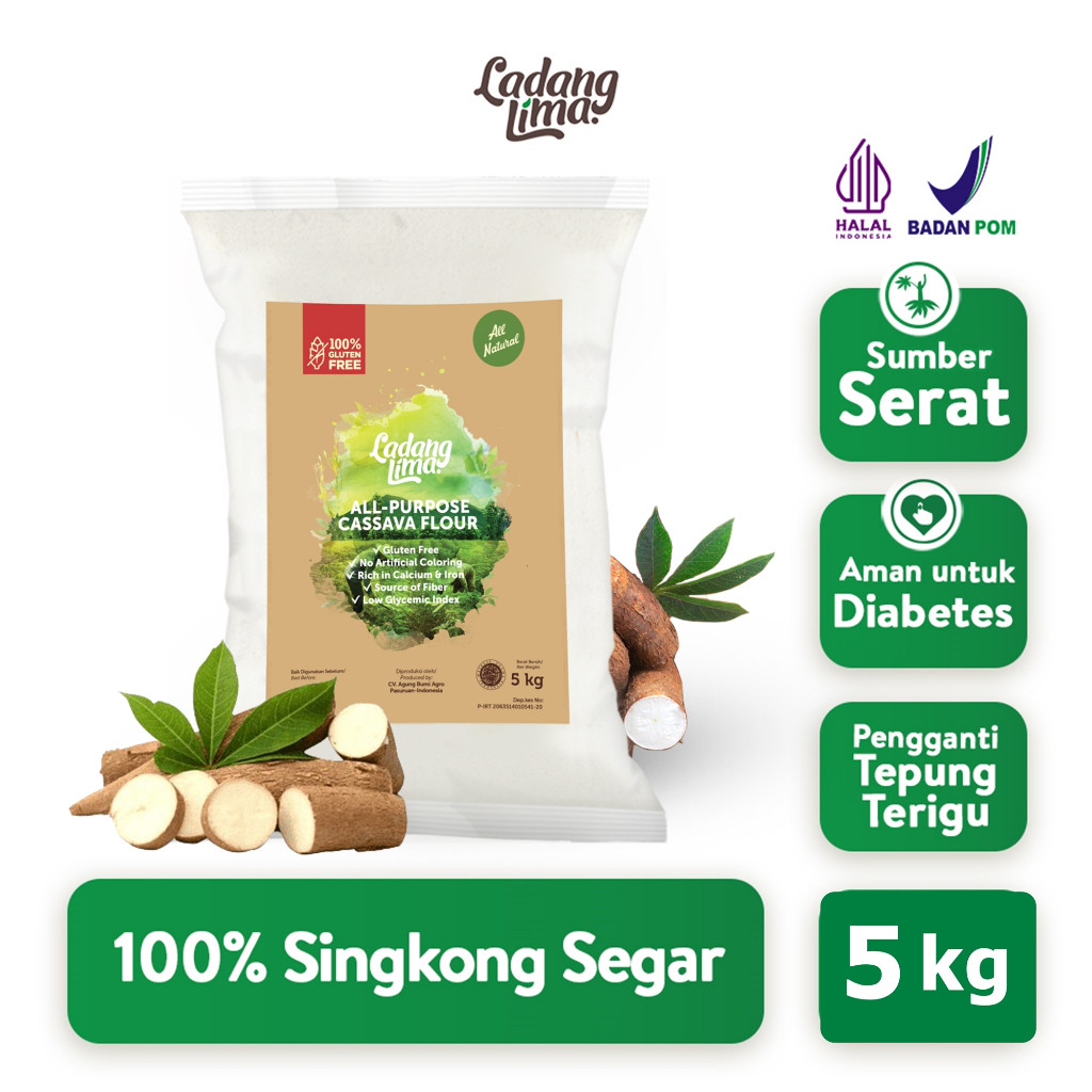 

Tepung Mocaf 5 kg Ladang Lima - Tepung Singkong/APF Gluten Free Pengganti Terigu