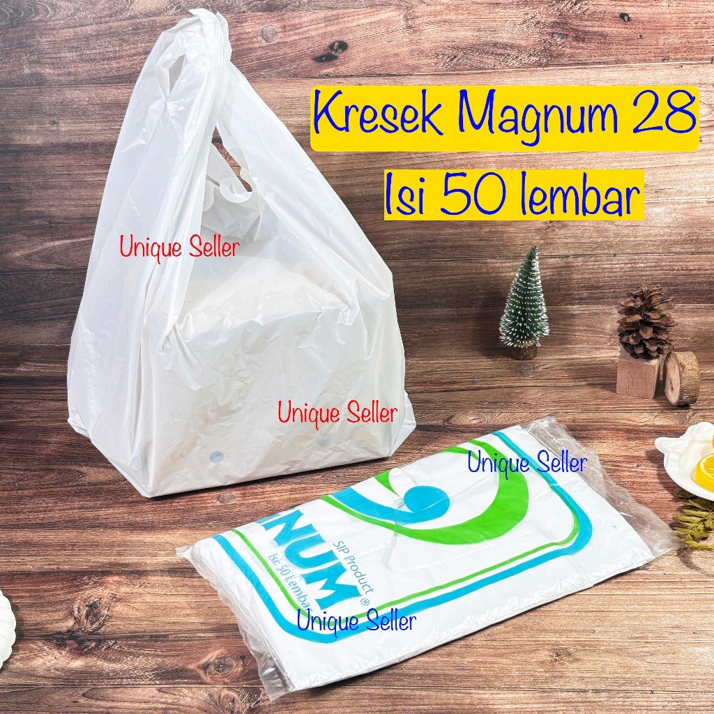 [Isi50] Kresek 28x48 Tebal 02 Magnum Putih Merah Hitam / Kantong Kresek Magnum Uk 28 x 48 Tebal 02
