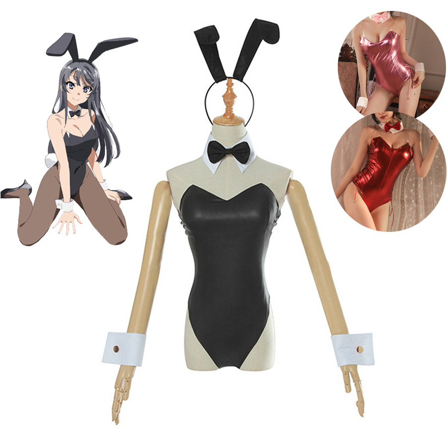 Sexy Bunny Girl Cosplay Bodysuit Sakurajima Mai Bunny Girl Senpai Cosplay Costume Jumpsuit Faux Leat