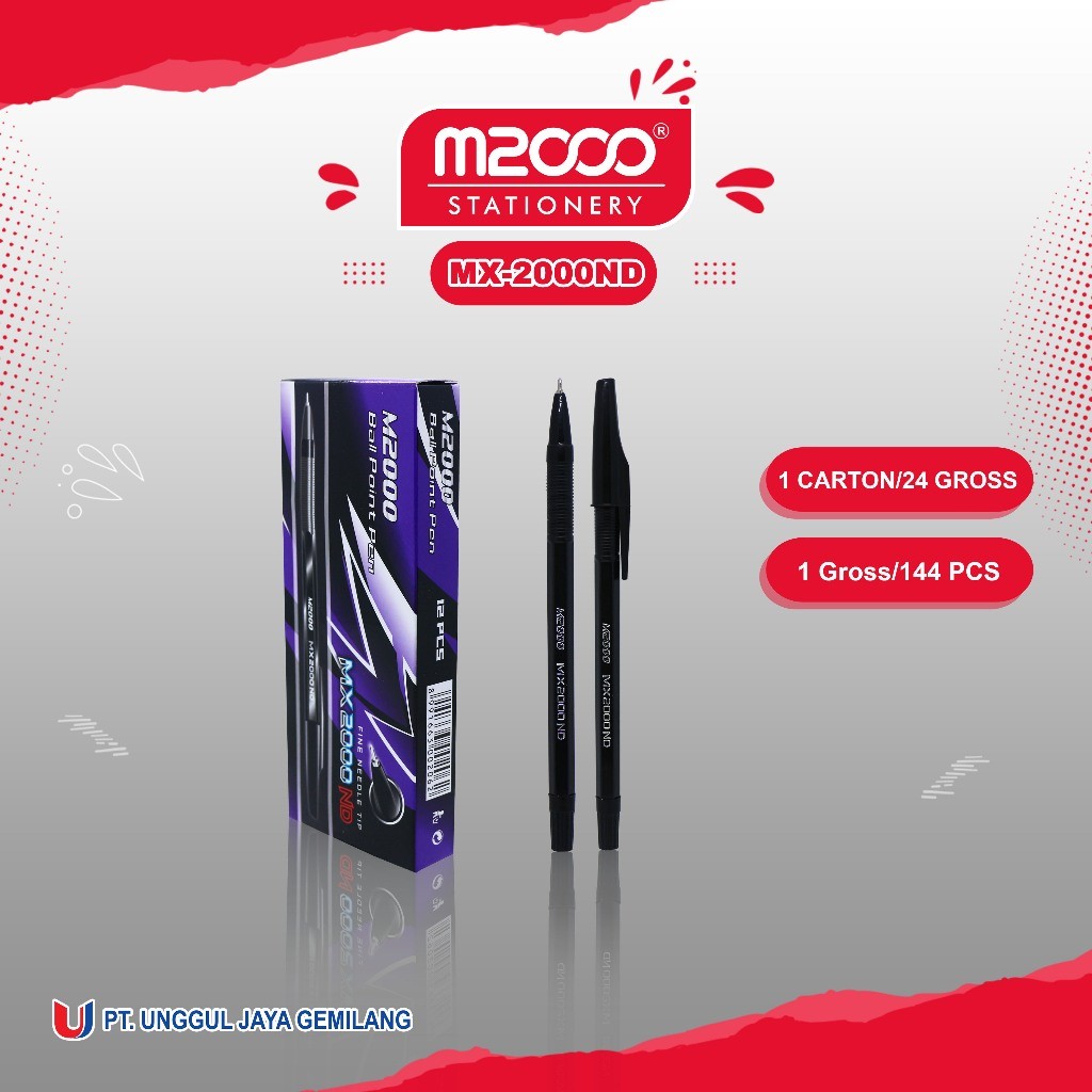 

M2000 Pulpen MX-2000ND Hitam Kemasan 12Box (144Pcs)