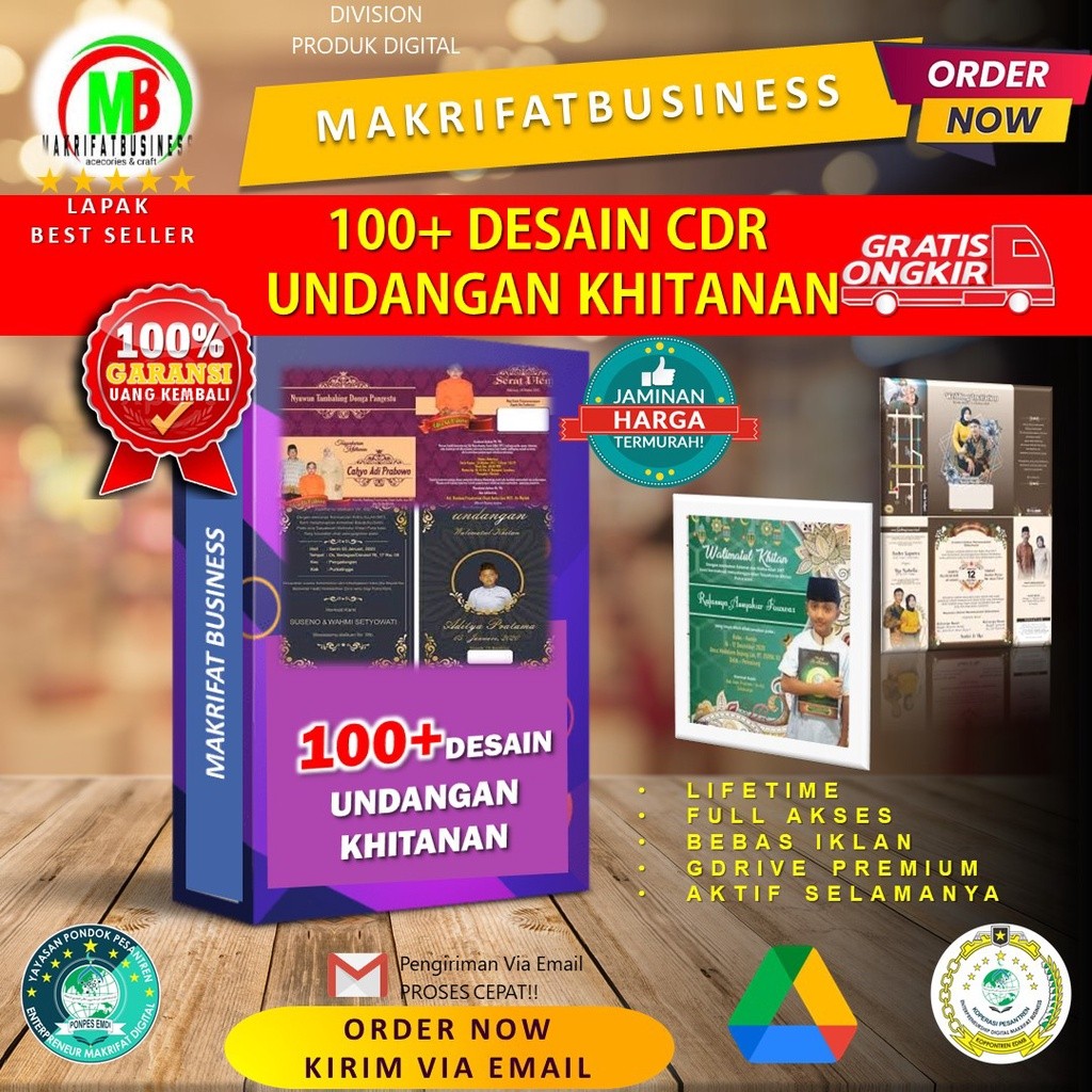 IMRON PRIBADI 100+ DESAIN UNDANGAN KHITANAN FILE FORMAT CDR KIRIM VIA EMAIL GDROVE PREMIUM AKTIF SEL