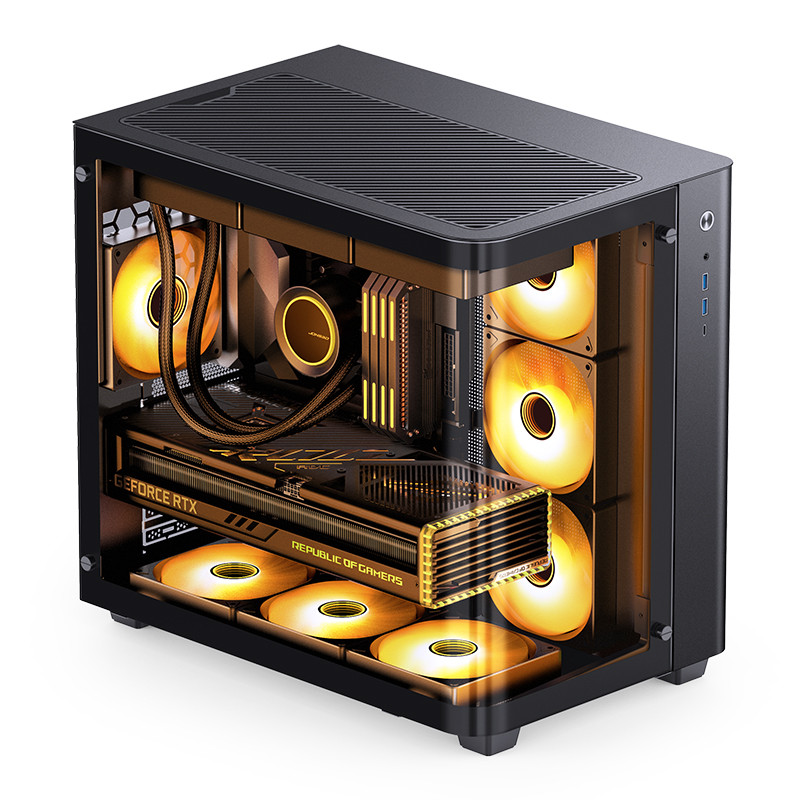 Jonsbo TK-3 M-ATX/ATX/ITX Desktop Case Support Dual 360 Radiators ATX Power Supply Type-c Interface 