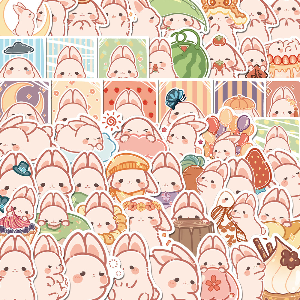 

50PCS Scrapbooking Stickers Kawaii Rabbit Decorative Label Sticker for DIY Art Craft Planner Scrapbook Diary Calendar Album