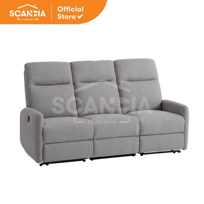 SCANDIA Sofa Recliner Electric 3 Dudukan Kursi Malas Filip Light Grey