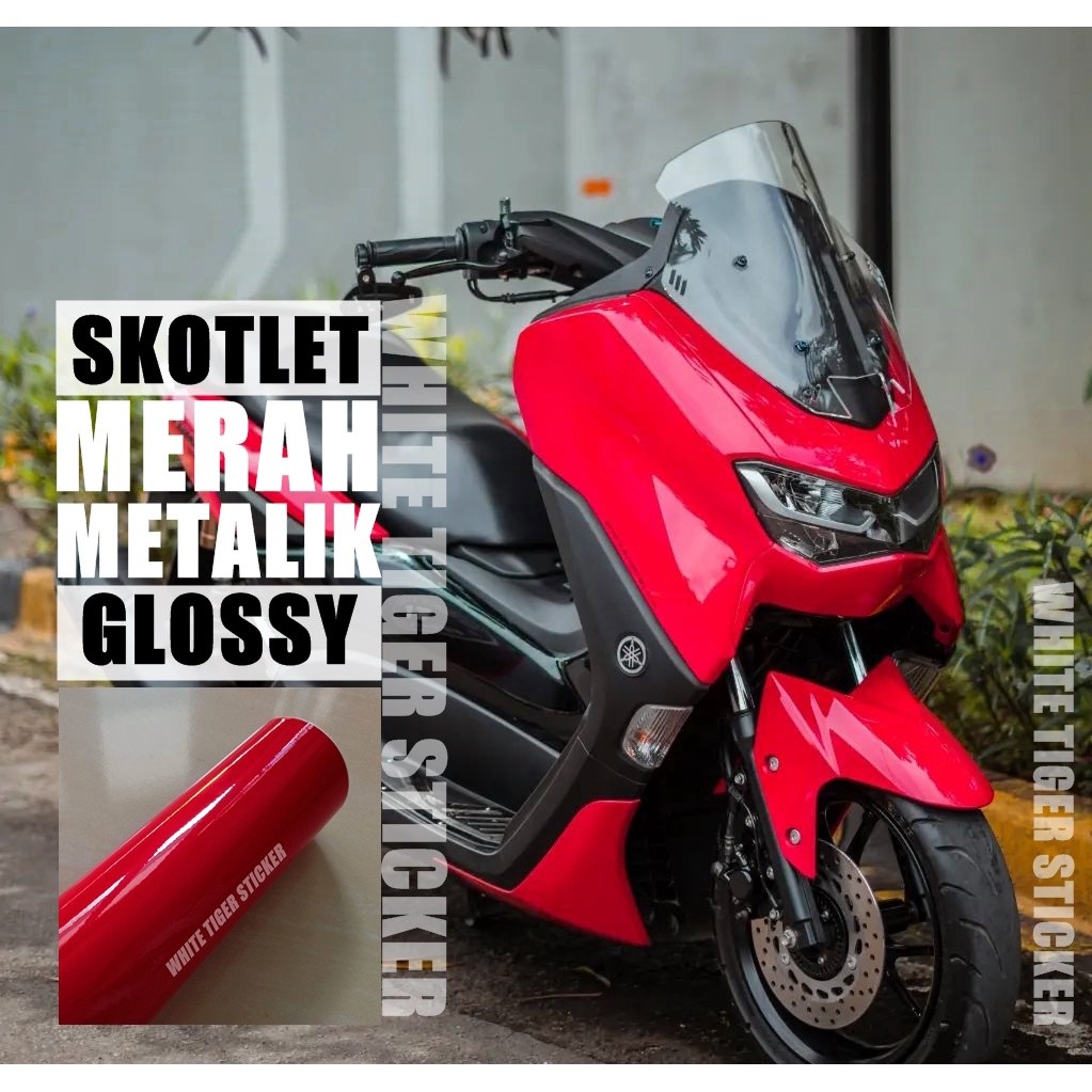 SKOTLET STIKER MOTOR MERAH METALIK GLOSY SCOTLITE RED GLOSSY SKOTLET MERAH GLOSSY STIKER MERAH MENGK