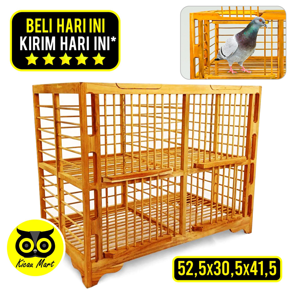 KICAU MART DONGDANG MERPATI KAYU JATI ASLI KUALITAS SUPER DONGDANG MERPATI 2 PASANG 4 PINTU KANDANG 