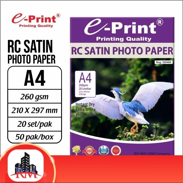 

Kertas Foto Kulit Jeruk RC Satin Photo Paper E-Print A4 260gsm