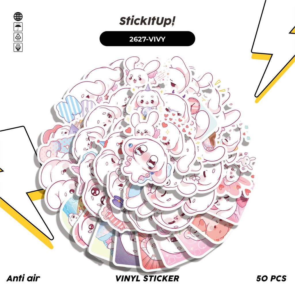 

COD✨ 50 Pcs Stiker FUNNY CHARACTER CUTY VIVY Lucu Anti Air Untuk Dekorasi Notebook Sepeda Skateboard Handphone DIY