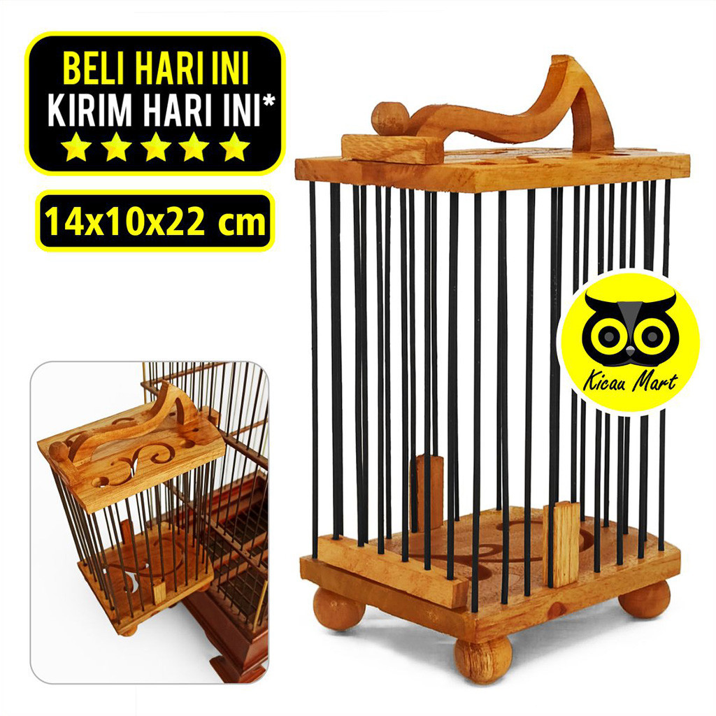 KICAU MART Kandang Untulan Konin Pleci Lb Kayu Jati Ukiran Full Plitur Sangkar Mini Burung Kecil Kan