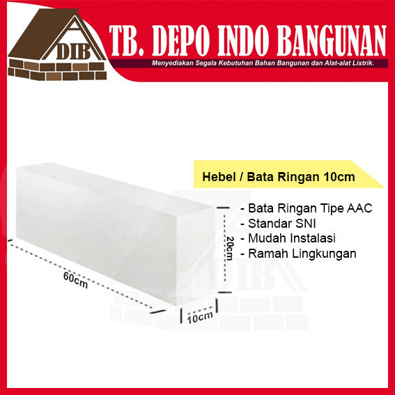AR Bata Ringan 10cm Hebel Herbel AAC SNI 12.6 kubik