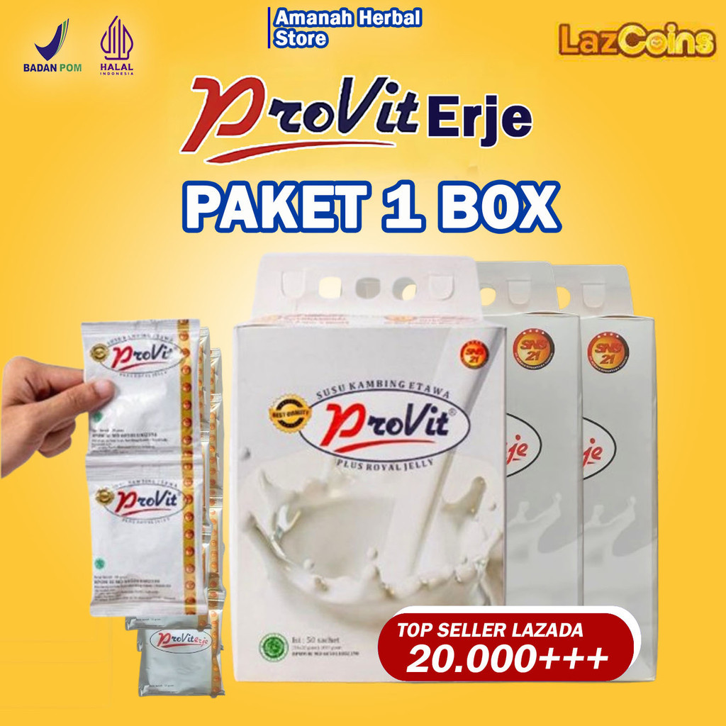 

SUSU KAMBING ETAWA PROVITERJE | ETAWA ROYAL JELLY ISI 50 SACHET | PENAMBAH BERAT BADAN