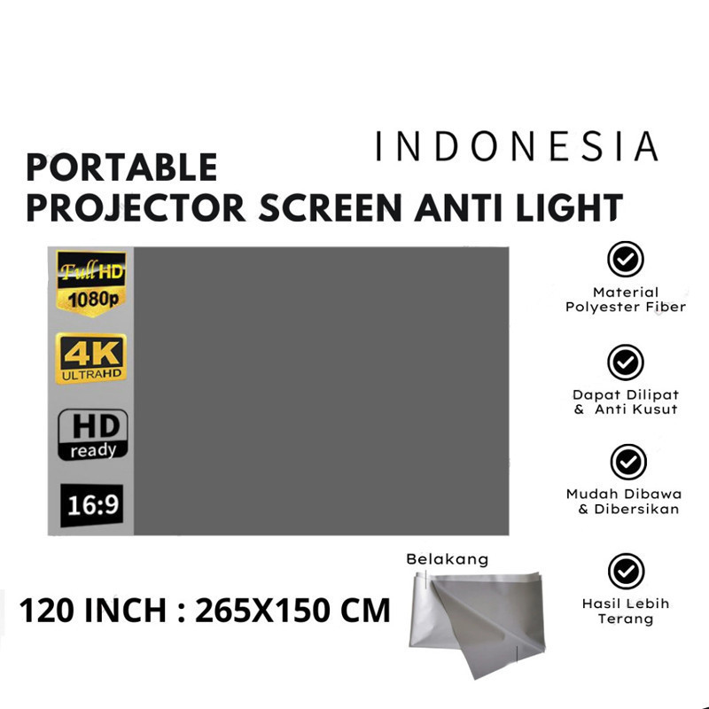 Kain Layar Proyektor HD Lipat Portabel/Antilight Ambient Screen Curtain/Kain Layar Proyektor Anti