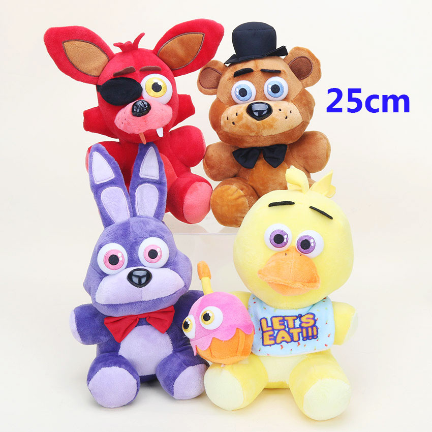 4pcs/lot 25cm FNAF Freddy Fazbear Plush Toys Phantom Foxy Stuffed Plush Bonnie Bear Nightmare Foxy D