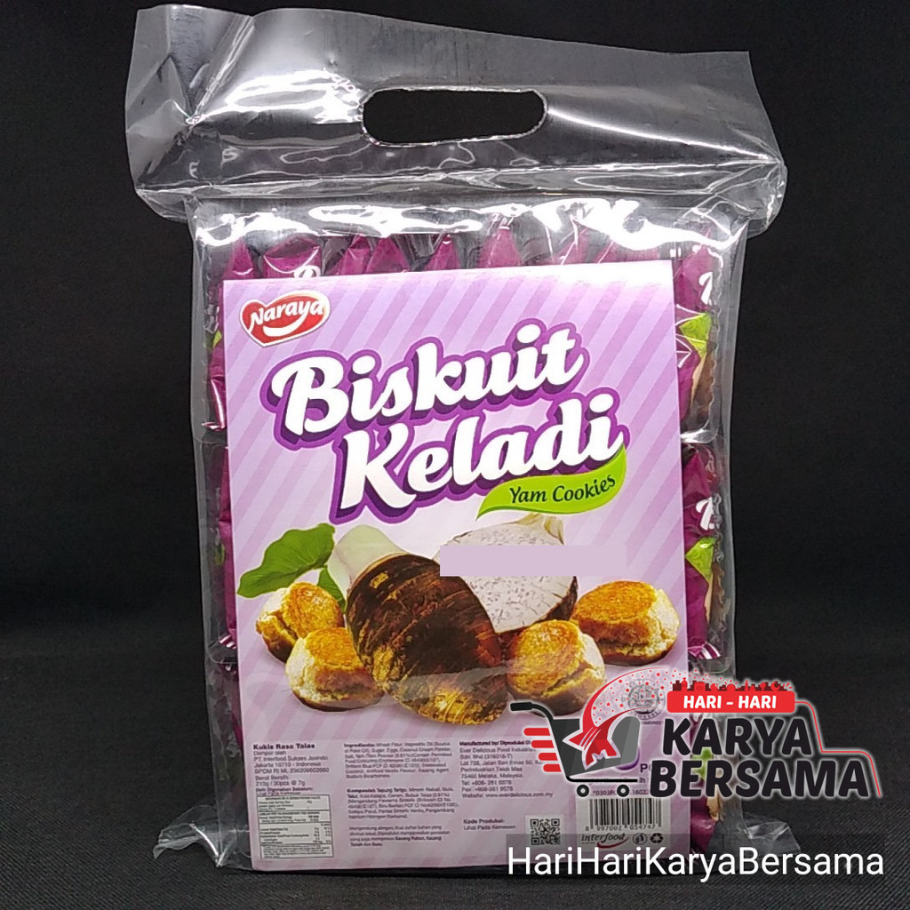 

MAKANAN RINGAN NARAYA BISKUIT KELADI YAM COOKIES RASA TALAS 210GR