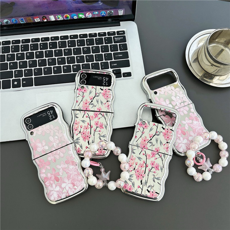 PROMO SAMSUNG Silver Pink Flower Softcase Casing Case HP Lucu Samsung Galaxy Z Flip 3 4 5