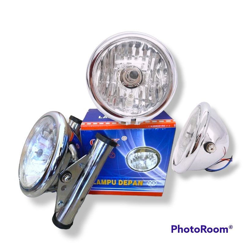 LAMPU DEPAN PESEK JUTE KACA BENING BATOK CHROME