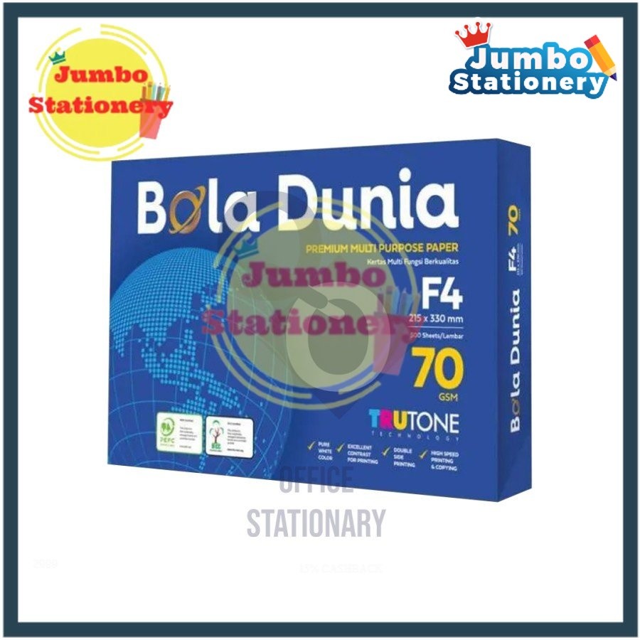 

Kertas HVS Kertas Photocopy Folio F4 70 gr Bola Dunia
