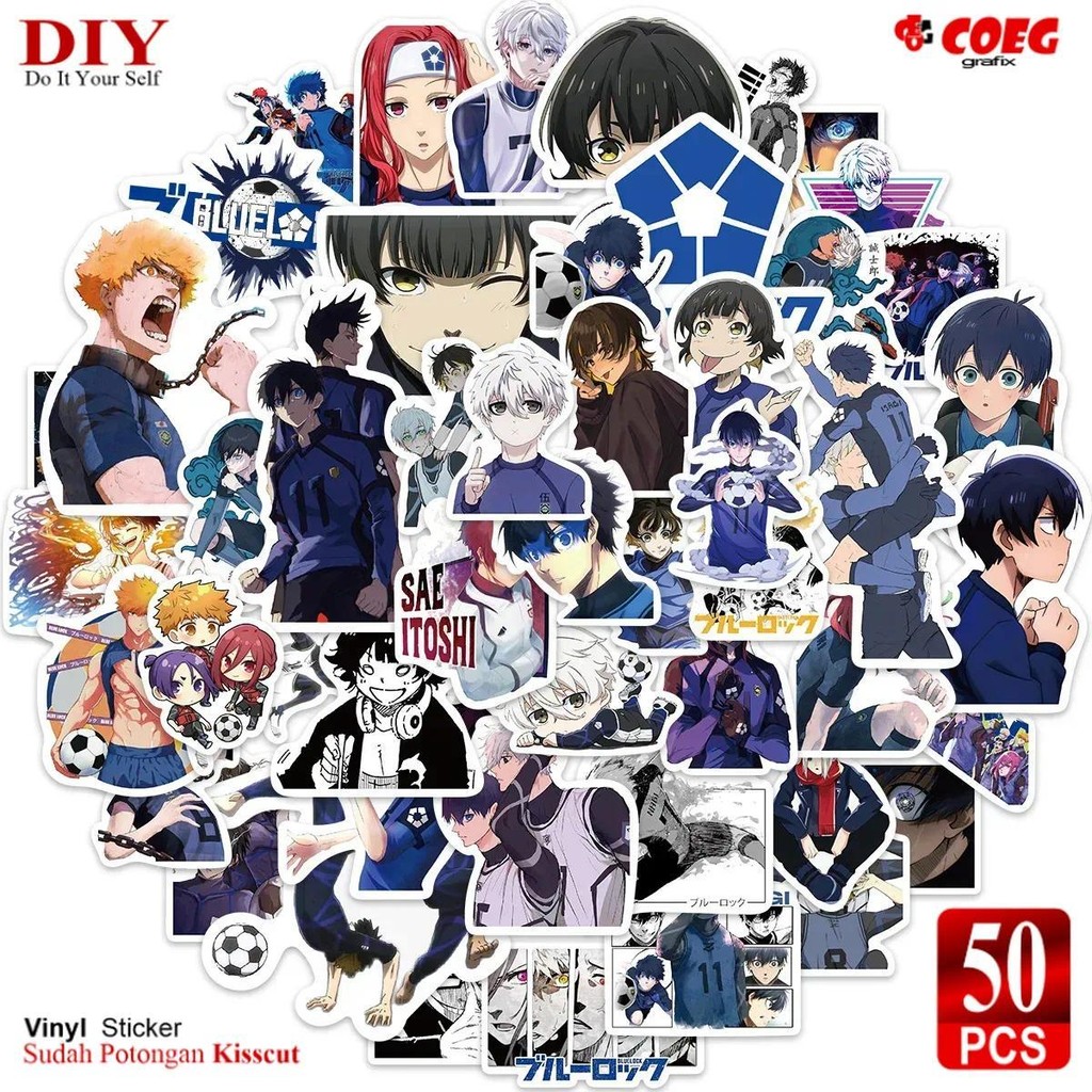 

50 PCS Stiker Blue Lock Anime CG79 - Stiker Vinyl Tahan Air untuk HP, Laptop, Koper, Gitar, Notebook, dan Dekorasi Tema Sepak Bola Paper Stationery