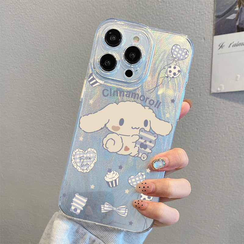 Kartun kayu manis anjing bulu benang sikat perak casing ponsel cocok untuk iPhone 11 13 12 14 15 16 