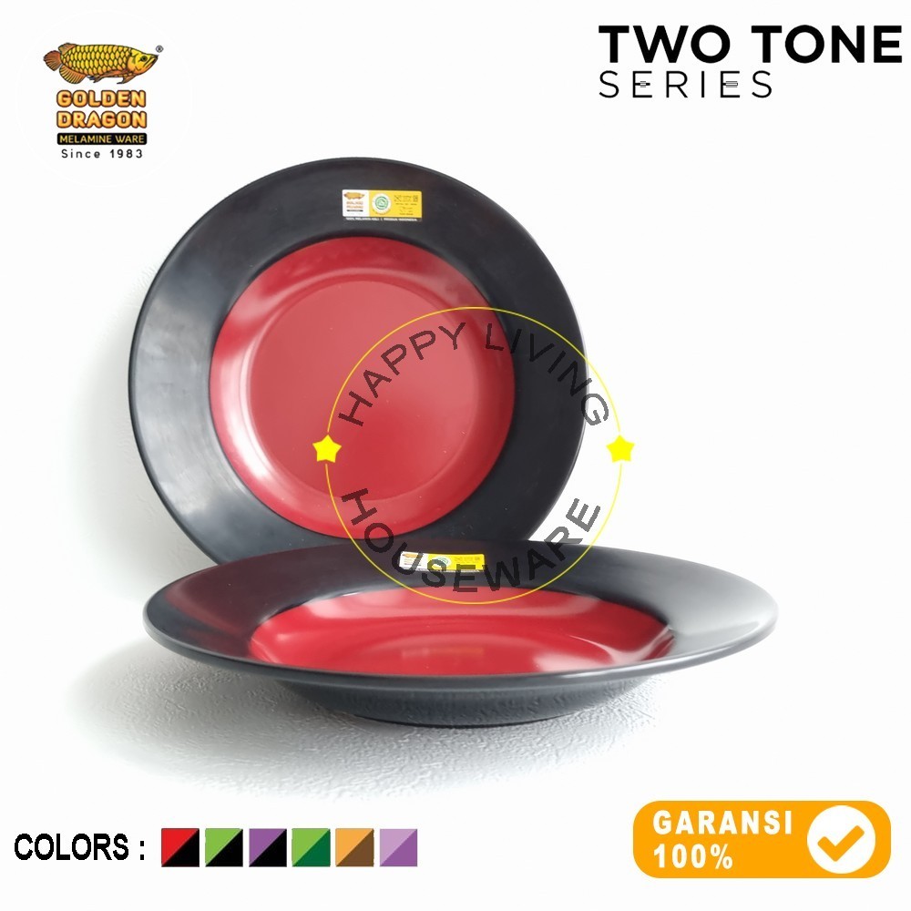 GOLDEN DRAGON Piring Dalam Lis 10in Piring Makan List 25cm Merah Hitam