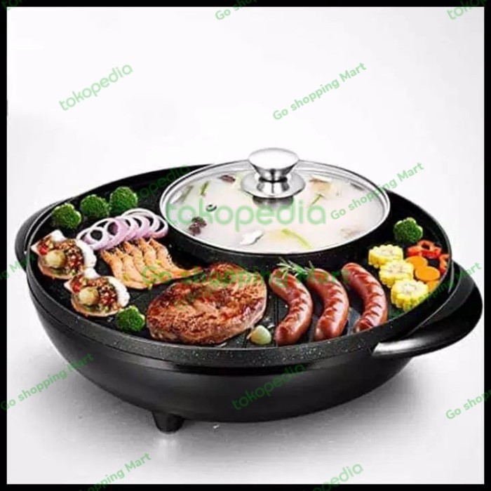 (COD)  Panci Hotpot BBQ 2IN1 - Panci Shabu-Shabu - Panci Suki Grill