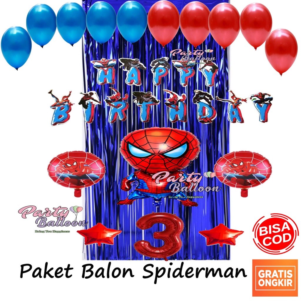 Paket Dekorasi Balon Ulang Tahun Anak Laki Laki Spiderman Set Decor Ultah Hemat Murah