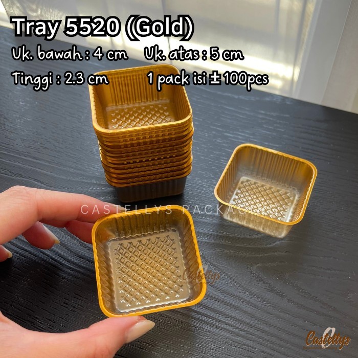 

Tray Mika Plastik 5520 Nastar Mooncake Mini Kue Kering Cookies Mochi Pudding - Gold